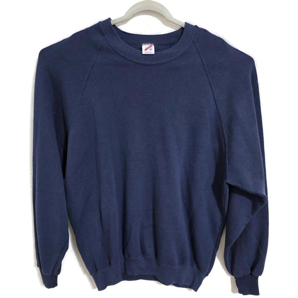 Vintage Jerzees Sweatshirt Mens 3XL Blue Solid Blank Crewneck Fleece USA
